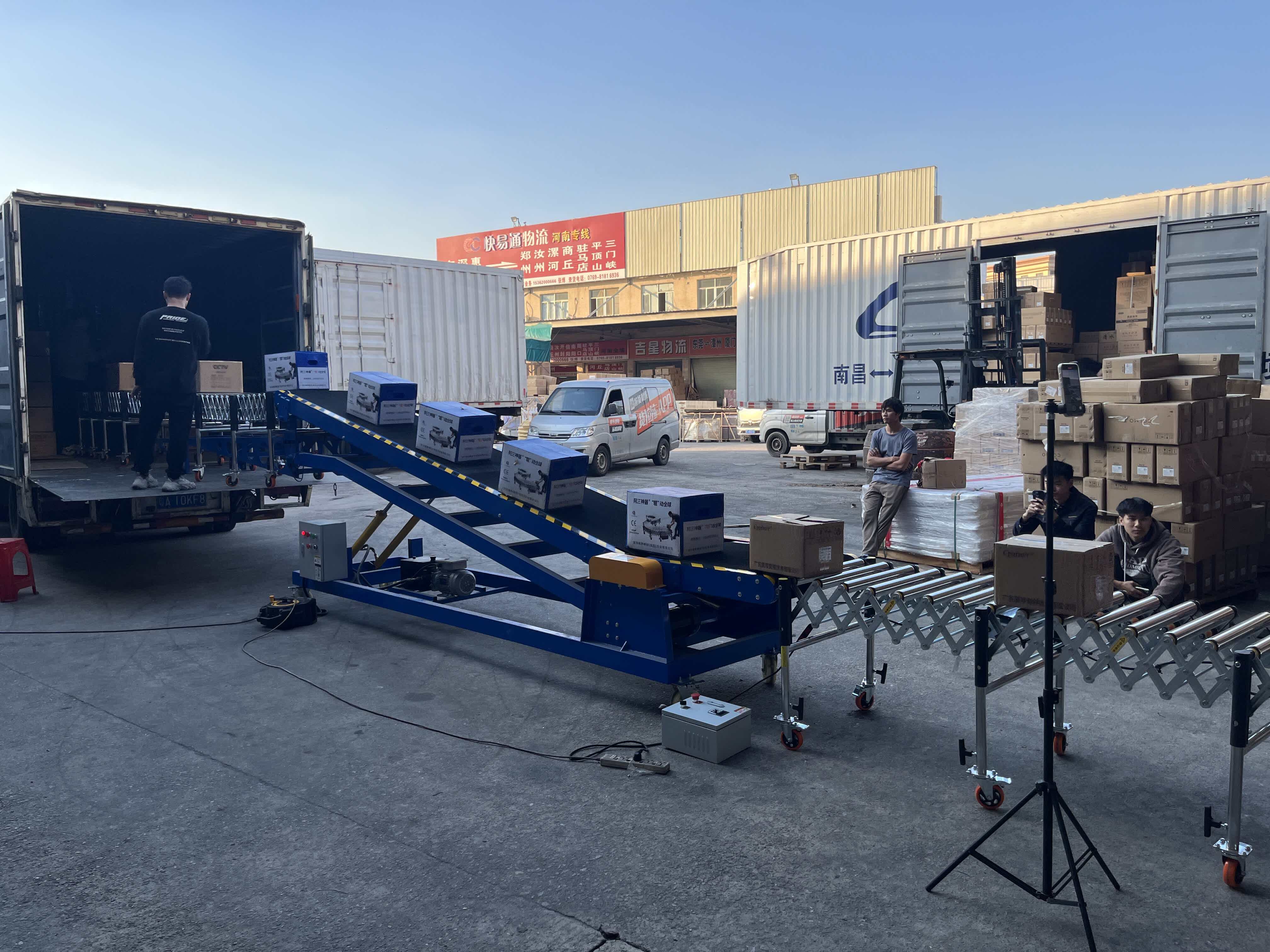 High-Incline Loading and Unloading Incline Conveyor + Multi-Wedge Belt Roller Line