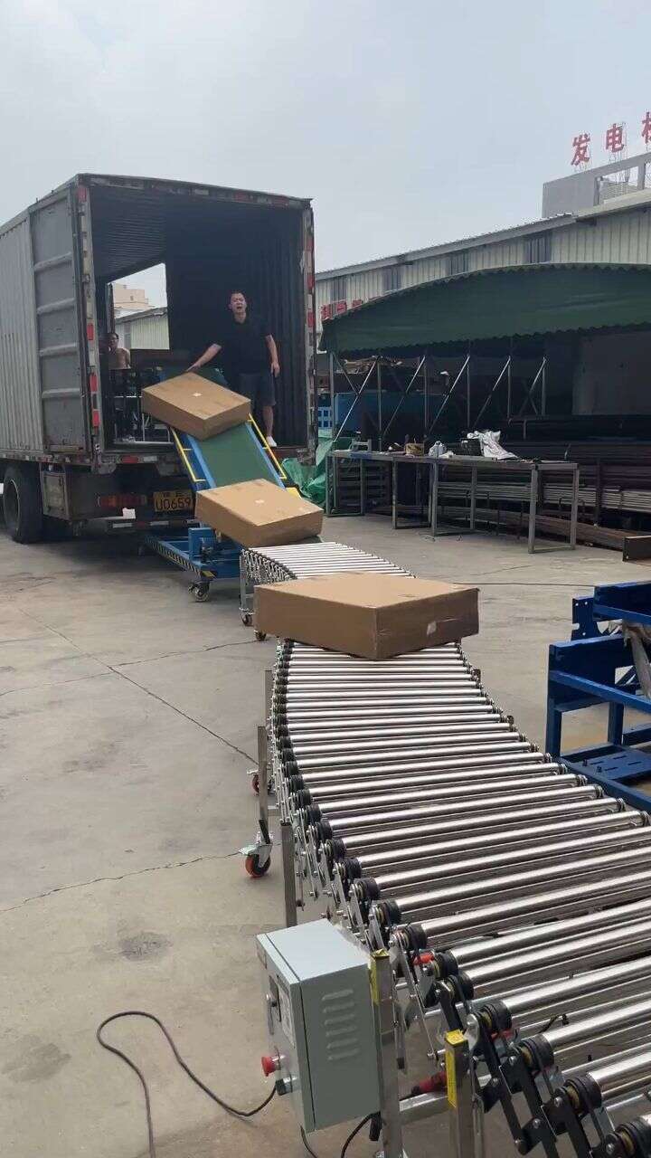 Medium Hydraulic Conveyor connected with a multi-wedge belt conveyor for loading and unloading